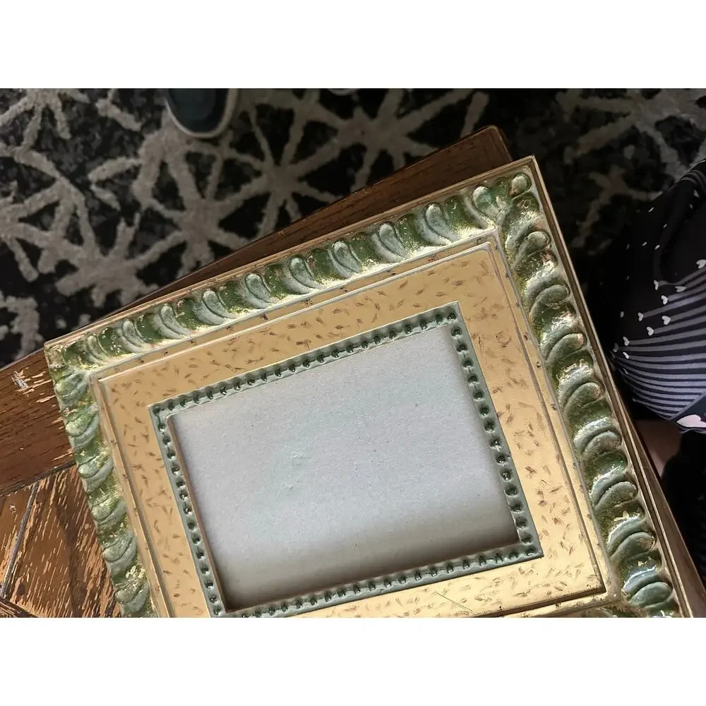 5x7 gold resin frame vintage art photo gold artwork green retro baroque home